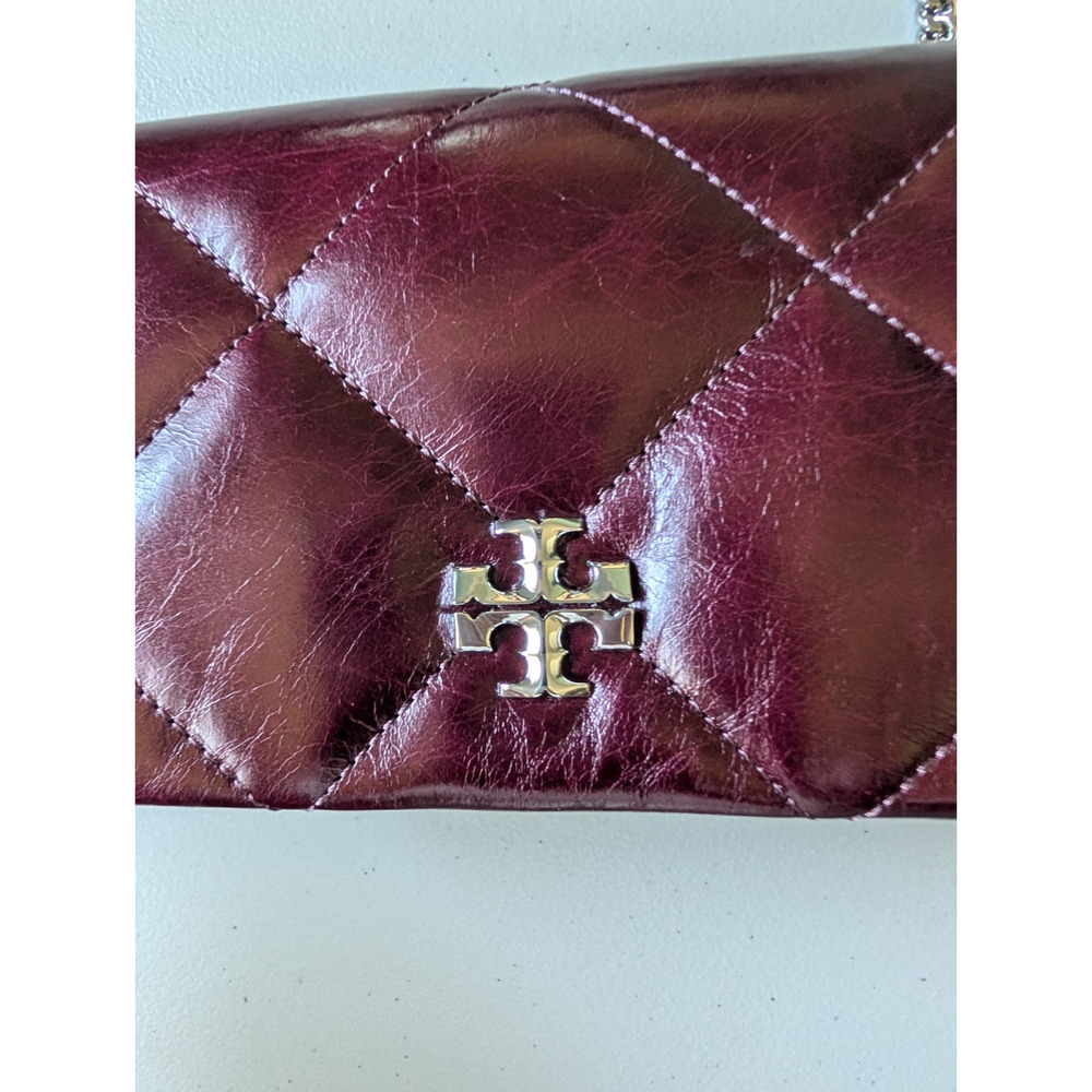 Tory Burch KIRA DIAMOND Quilt Distressed Crossbody Dark Carmine - Picture 10 of 16